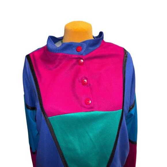 Appel Women’s Vtg Multicolor Color-block Mock Neck Sweater, Size XL, Retro - Picture 2 of 6
